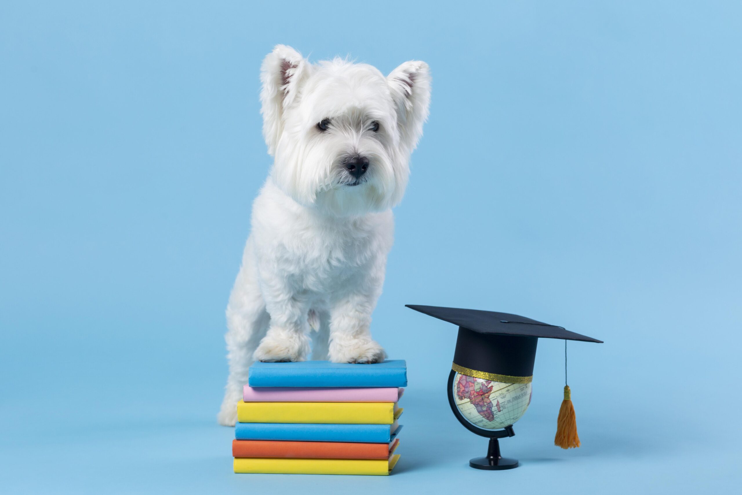 cute little dog back school